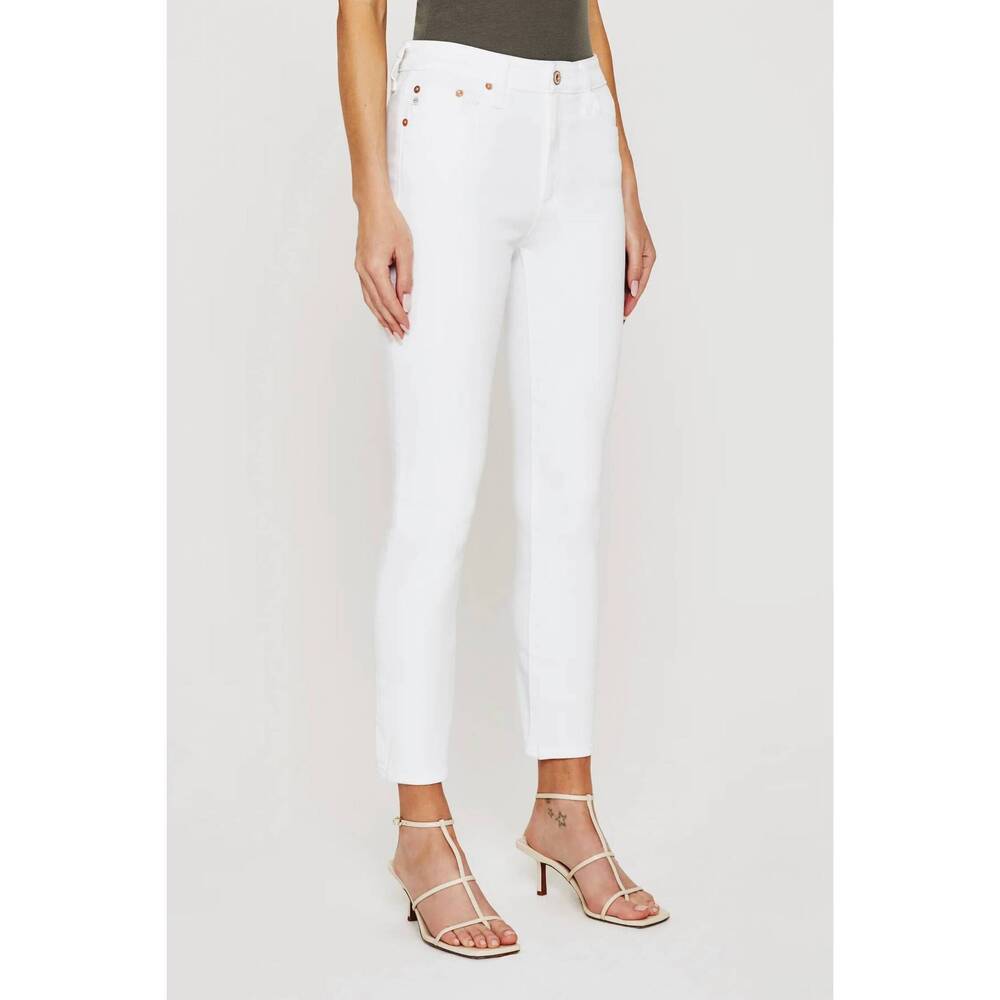 NEW AG JEANS mari crop high rise slim straight jeans in aesthetic white